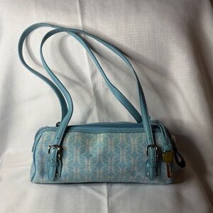 Fossil Small Blue Barrel Bag w/Key Charm NWOT
